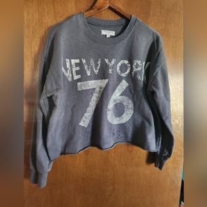 Cropped long sleeve crew neck